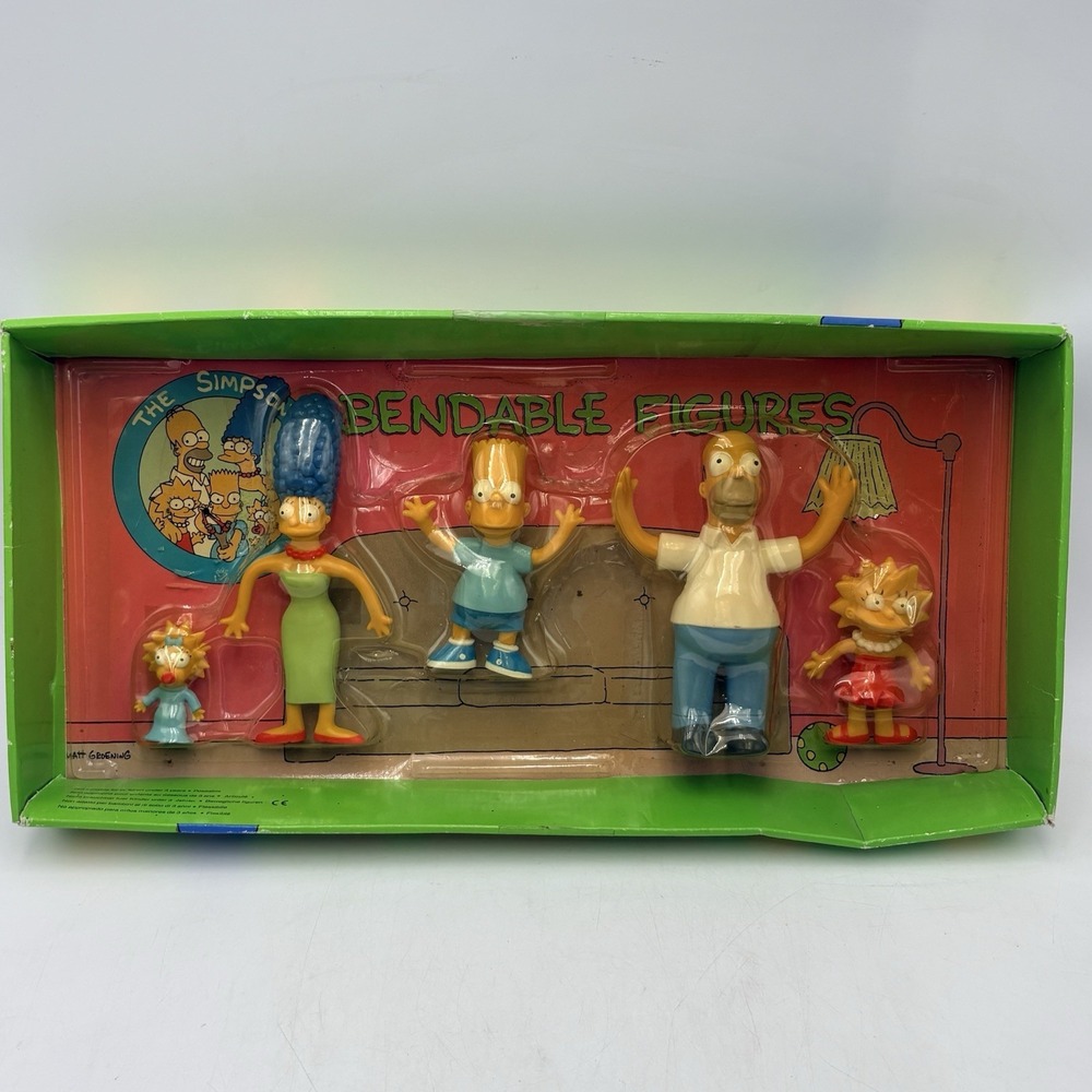 1990 The Simpsons 5 Bendable Vintage Family Set Action Figures by Jesco New set
